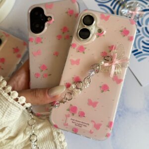 قاب Pink Flower Butterfly با آویز (کدC2116)