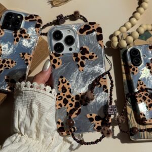 قاب پروانه با بال های پلنگی همراه با آویز (کدC2100)