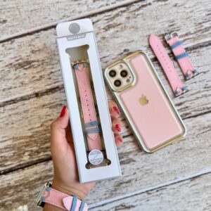 بند اپل واچ کبریتی صورتی قلبی (کدw5064)