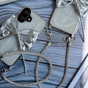 قاب پاپیون نقره ای با بند ژلاتینی (کدC2003)