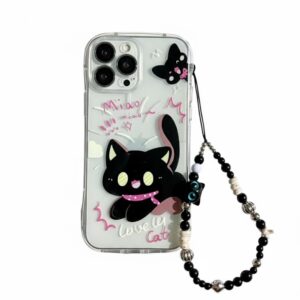 قاب گربه مشکی گوش‌دار با آویز